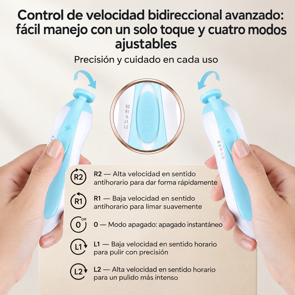 Rorro Cortaúñas Eléctrico Seguro para Bebé